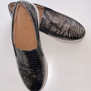 Frye genuine leather snake grain copper colored flats, size 11